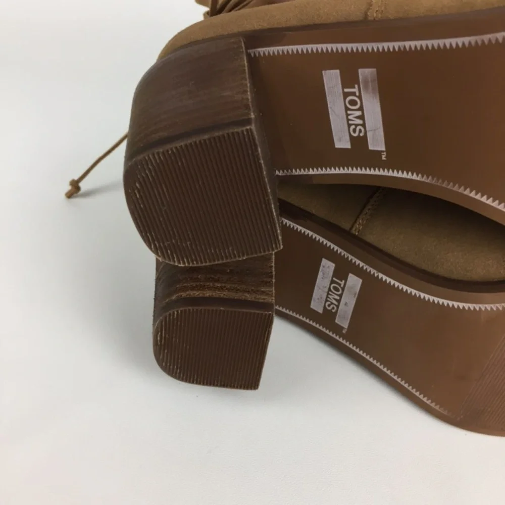 Toms Mila Toffee Suede Leather Ankle Wrap Bootie 8.5